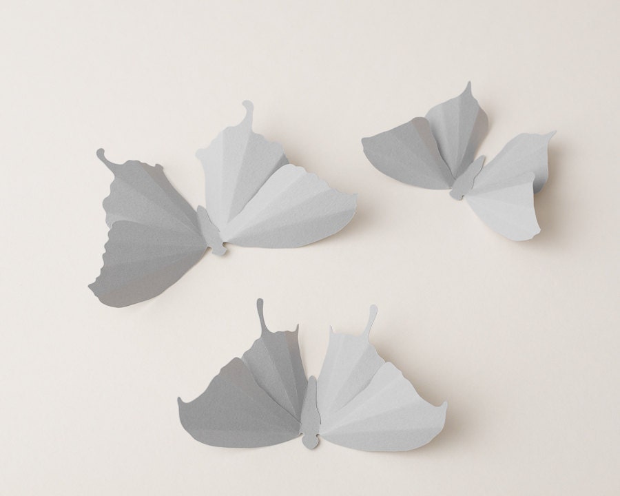 3D Wall Butterflies: Fog Grey Butterfly Silhouettes for Home | Etsy