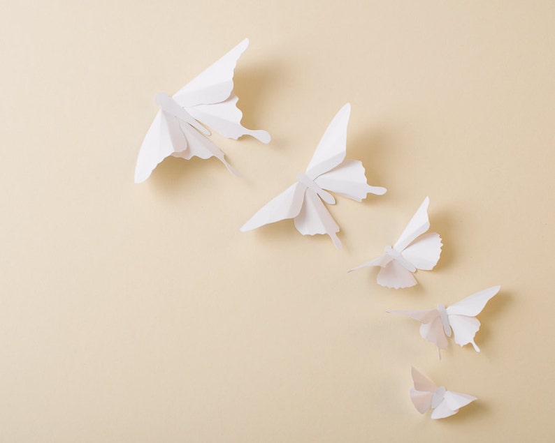 Paper Butterflies: 3D Butterfly Wall Art for Nursery, Baby Room, Home Decor, Wedding, Snow White Wall Butterflies image 3