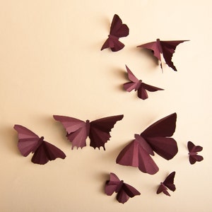 3D Wall Butterflies: Plum Butterfly Silhouettes for Girls Room, Nursery, and Home Art Decor