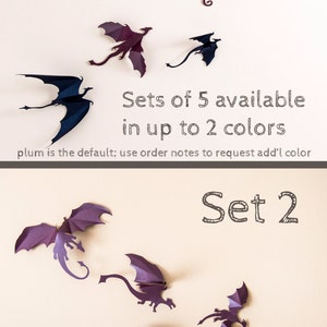 Game of Thrones inspired 3D Dragon Wall Art: dragon silhouettes, fantasy decor, purple image 3