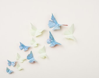 3D Wall Butterflies: Butterfly Wall Art for Nursery, Girl's Room, or Home Decor in Honeydew & Distressed Turquoise