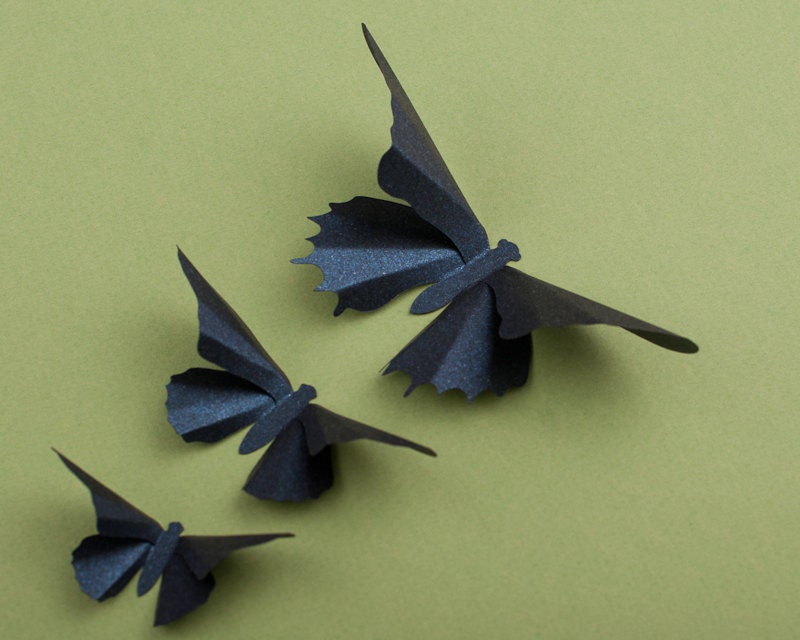 3D Butterfly Wall Art, Paper Butterflies | Midnight Metallic Blue - Etsy