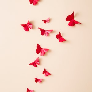 3D Butterfly Wall Art Red Paper Butterflies