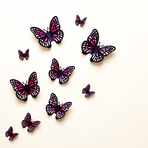 Light pink & fuchsia butterfly wall art baby girl room decor, baby shower decorations image 2