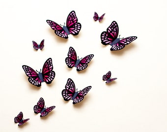 Light pink & fuchsia butterfly wall art baby girl room decor, baby shower decorations