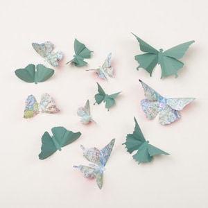 3D Wall Butterflies: Butterfly Wall Art for Nursery, Girl's Room, or Home Decor in Spruce & Teal Script image 1