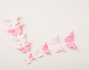 3D Nursery Butterflies: Light Pink Butterfly Wall Art for Nursery Decor, Little Girl's Room | Pale Pink and Cotton Candy