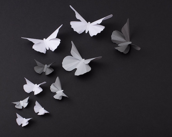 3d Butterfly Wall Art Metallic Silhouettes For Girls Room Etsy