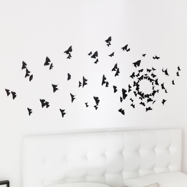 Gossip Girl Wall Art, Black Butterfly Wall Decor, 3D Wall butterflies, Black Butterflies, Black Wall Decals