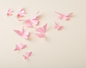 3D Wall Butterflies: Seashell Pink Metallic Butterfly Wall Art for Woodland Baby Shower, Nursery Decor
