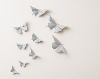 3D Wall Butterflies: Fog Grey Butterfly Silhouettes for Home Art Decor, Nursery, Children's Room