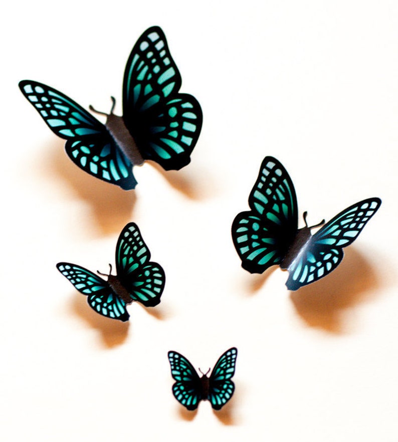 3D Butterfly Wall Art Green 3d Wall Butterflies Paper Etsy