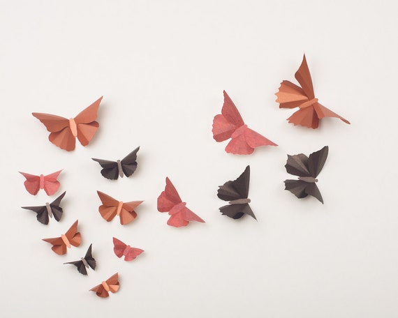 3d Wall Butterflies Butterfly Wall Art For Nursery Wedding Or Home Decor In Mahogany Copper And Spice Metallic