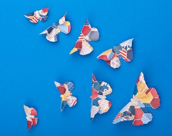 3D Butterfly Wall Art: Americana Paper Butterflies for Wall Decor, Nursery, Children's Room