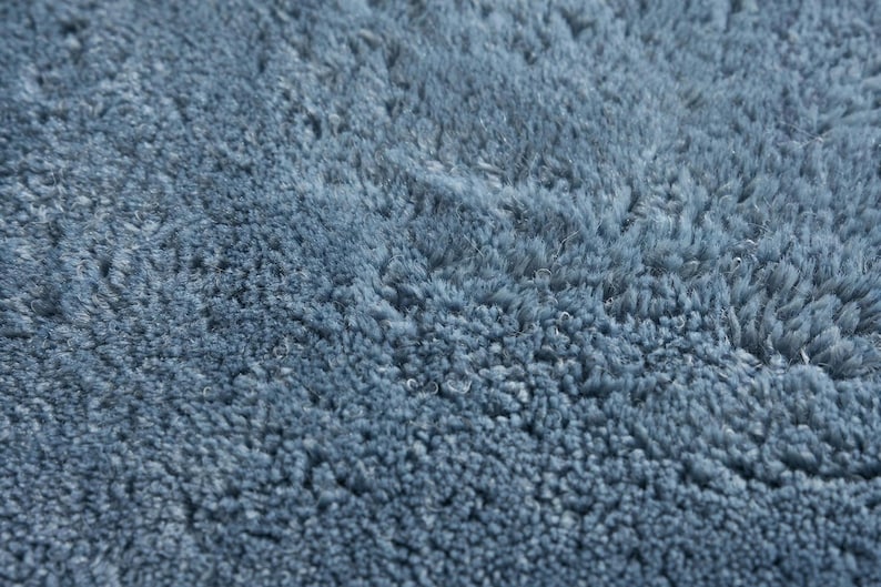 Dusty Blue Wool Rug - Hand Tufted Cut Pile New Zealand Wool Rug - Solid ...