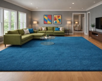 Luxurious Royal Blue Plush Carpet | Elegant Home Decor