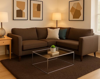 Hand-Tufted Solid Brown Wool Area Rug, Boho Living Room Carpet, Custom Sizes Available