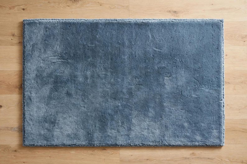Dusty Blue Wool Rug - Hand Tufted Cut Pile New Zealand Wool Rug - Solid ...