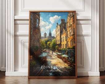 Edinburgh Travel Poster: Historic City Wall Art Print, Old Town Landscape, Scottish Decor, Scotland Travel Artwork, UK Gift