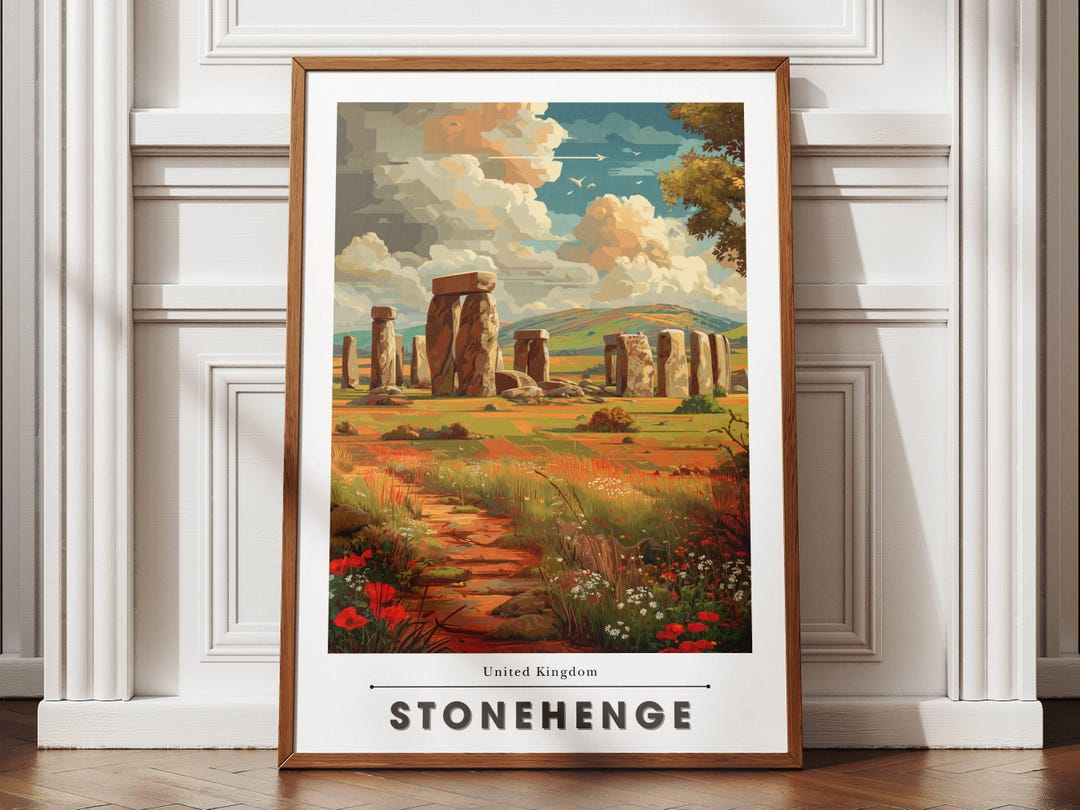 Stonehenge Travel Poster – Scenic Wall Art Print, Ancient Monument and ...