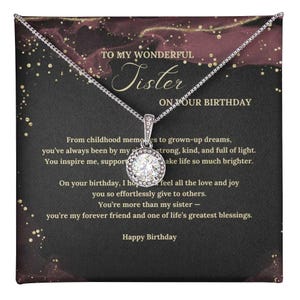 Ewige Hoffnung Halskette für Schwester - Bedeutungsvolles Geburtstagsgeschenk von Bruder oder Schwester - Eleganter Schmuck mit Nachrichtenkarte