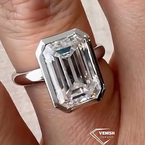 4 CT fancy bezelinstelling langwerpige smaragdgroene moissanite verlovingsring ring emerald solitaire ring smaragdgroene trouwring cadeau voor vriendin
