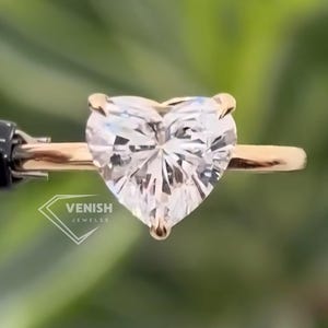 2.50 CT Heart Cut Moissanite Diamond Engagement Ring, 14K Solid Yellow Gold, Solitaire Ring, Anniversary Wedding Ring, Gift for Wife