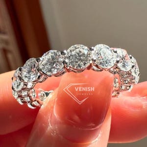 Full Eternity U Shape Hidden Halo Wedding Band, Amazing Round Cut Moissanite Band, Matching Band for Engagement Ring, Ring Gift for Women