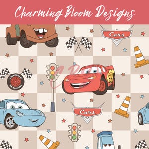 Magical Cars seamless file, Racing cars seamless, Spring and Summer seamless repeating pattern for fabric sublimation