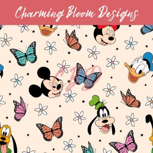 Magical Mouse flower seamless pattern, Vintage Mouse seamless, Spring and Summer seamless pattern for Fabric Sublimation