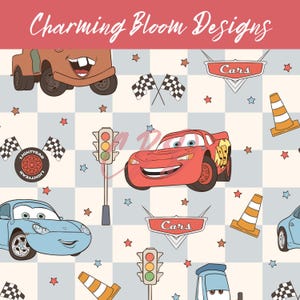 Magical Cars seamless file, Racing cars seamless, Spring and Summer seamless repeating pattern for fabric sublimation