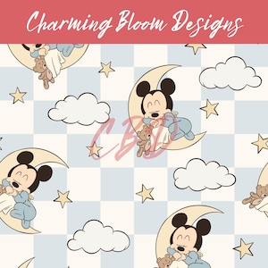 Baby Mouse seamless file, Spring and Summer seamless repeating pattern for fabric sublimation