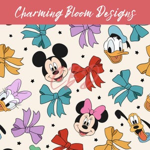 Magical Mouse bows seamless pattern, Vintage Mouse seamless, Spring and Summer seamless pattern for Fabric Sublimation