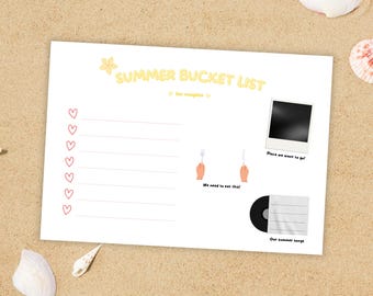 Summer Bucket List for Couples Template – Printable Date Ideas, Romantic Summer Activities, Couples Planner PDF, Fun Things to Do Together