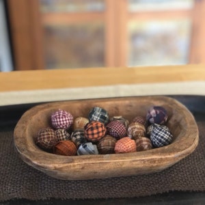 Miniature 1” Homespun Fabric Wrapped Balls (20) Ornie Balls, Ornies, Primitive Decor, Fabric Wrapped Balls, Bowl Filler, Fabric Balls