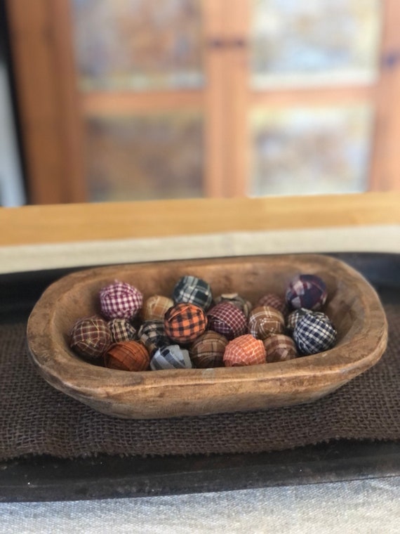 Homespun Fabric Wrapped Balls (20): Primitive Bowl Filler, 1" Ornies