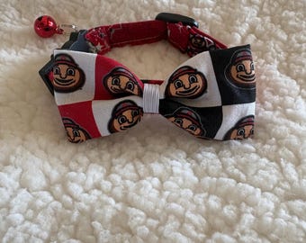 Cat Collar with Matching Bow, Ohio State