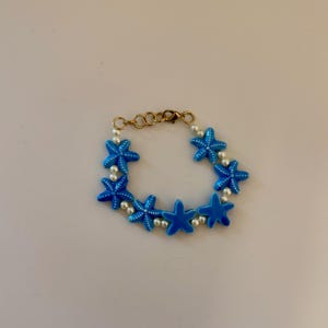 Blue Starfish and Pearl Bracelet