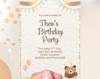 Baby/Child&#39;s Birthday Party Editable Invitation - Instant Download, Customisable