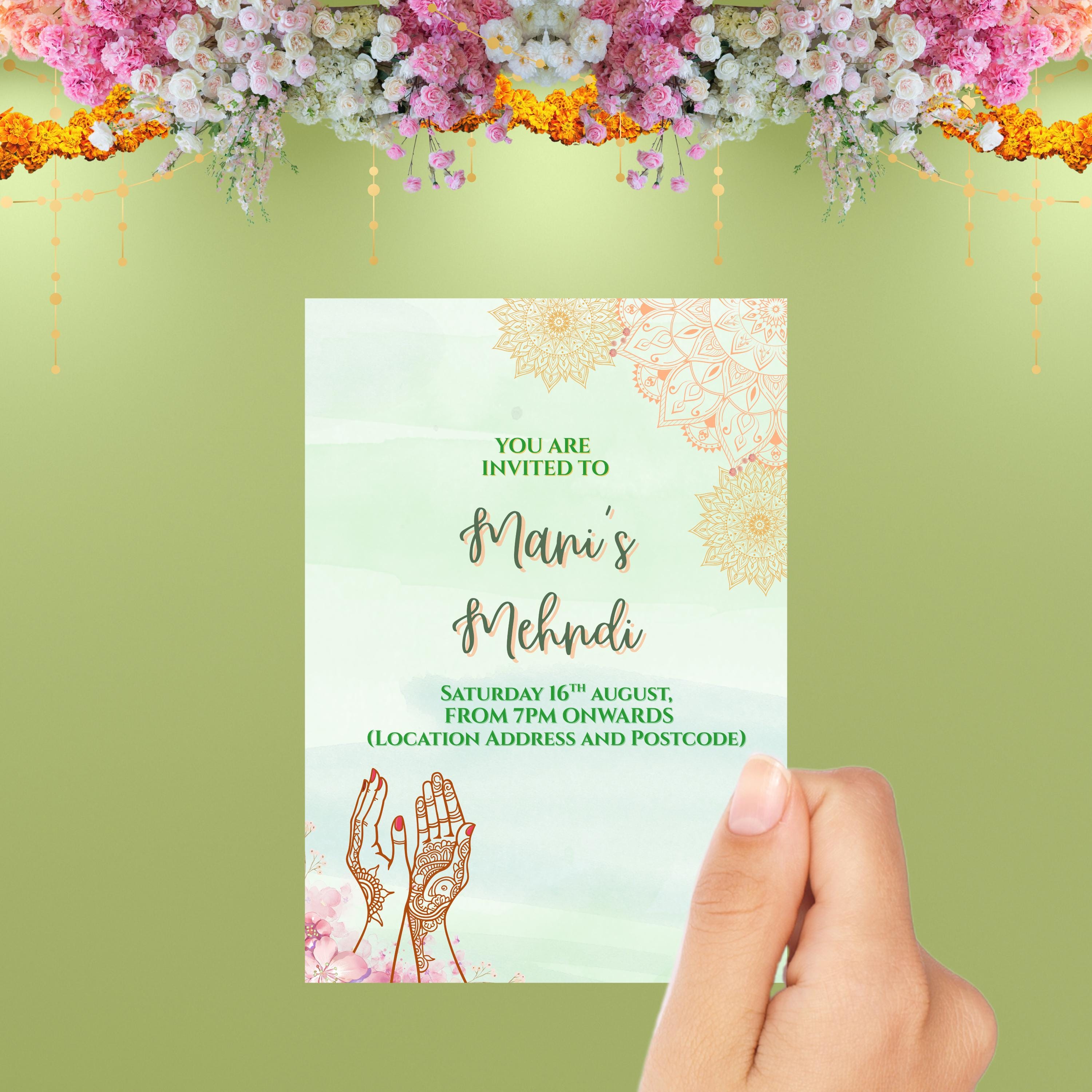 Mehndi/Henna Event Editable Invitation - Instant Download, Customisable