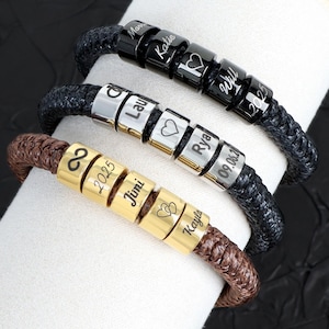 Custom Woven Bracelet, Handmade Jewelry, Couple Bracelet, Adjustable Bracelet, Custom Name Beaded Bracelet, Gift for Dad Boyfriend Husband