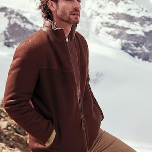 Shearling coat men sheepskin jacket real genuine shearling sheepskin jacket for men luxury shearling jacket