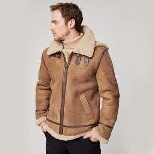 Shearling Jacket men sheepskin jacket real genuine shearling sheepskin jacket for men luxury shearling jacket