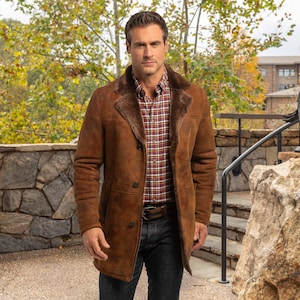Shearling coat men sheepskin jacket real genuine shearling sheepskin jacket for men luxury shearling jacket