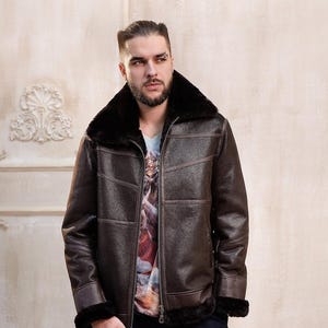 Shearling jacket men sheepskin jacket real genuine shearling sheepskin jacket for men luxury shearling jacket