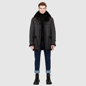 Shearling coat men sheepskin  real genuine shearling sheepskin Coat  for men luxury shearling coat