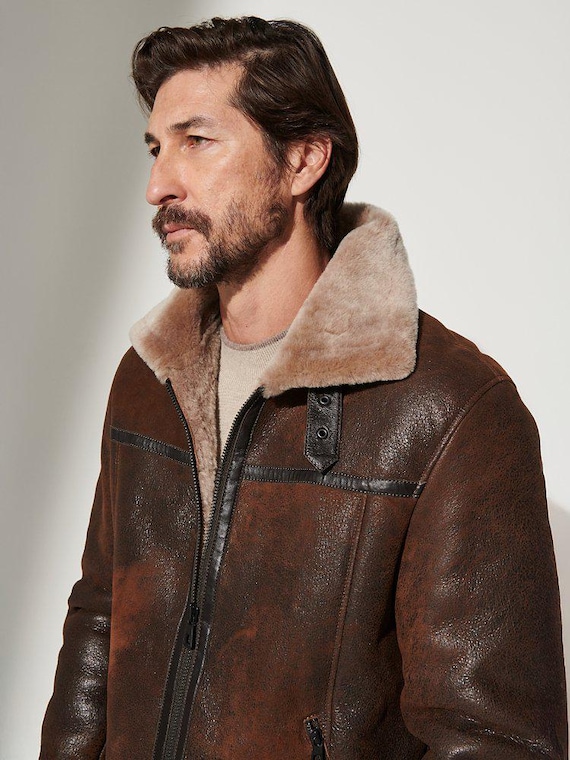 Lammfell Mantel Männer Schaffelljacke echte Shearling