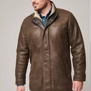 Shearling coat men sheepskin jacket real genuine shearling sheepskin jacket for men luxury shearling jacket