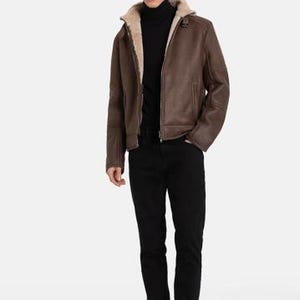 Shearling coat men sheepskin jacket real genuine shearling sheepskin jacket for men luxury shearling jacket