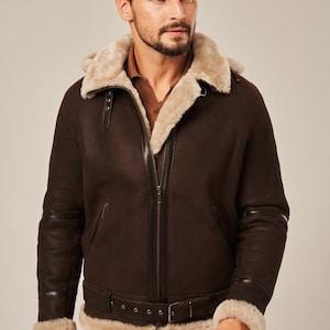 Shearling coat men sheepskin jacket real genuine shearling sheepskin jacket for men luxury shearling jacket